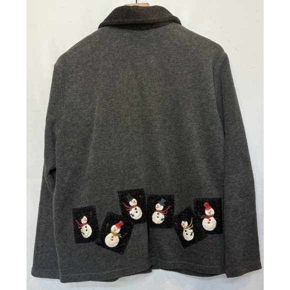 Vintage Karen Scott Womens Christmas Snowman Cardigan Size M Embroidered Holiday - Picture 6 of 11